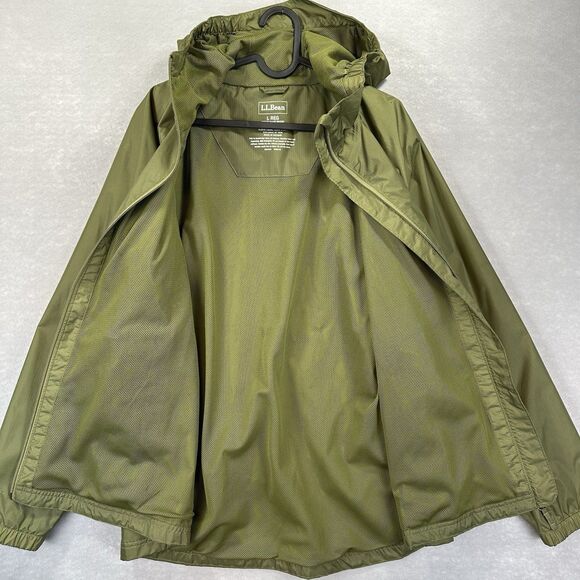 LL Bean Women's Size Large Jacket Green Hood Waterproof Windbreaker Item 284384 - Picture 5 of 11